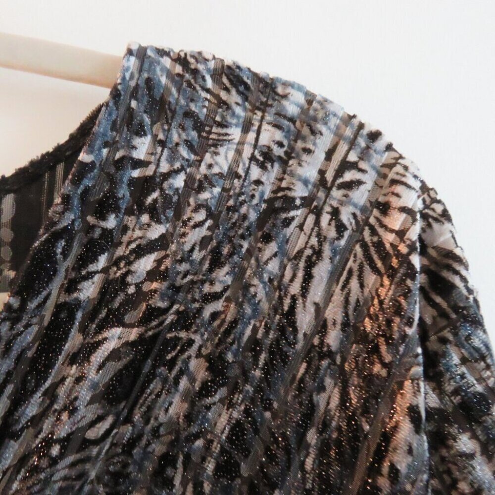 VINTAGE NINE WEST Y2K Velvet Burnout Metallic Babydoll Top Whimsigoth - Size 2X - Picture 4 of 16
